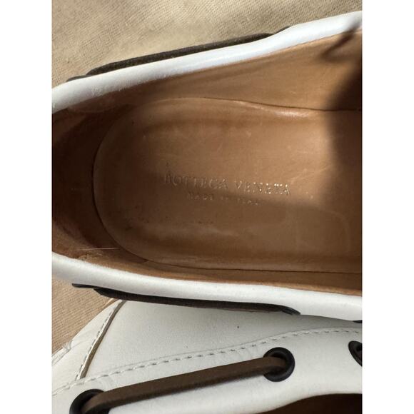 Bottega Veneta Boat Shoes Mens Size 8.5 White Intrecciato Leather Made in Italy main image 5